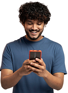Person using the Blue Horizon app on a smartphone
