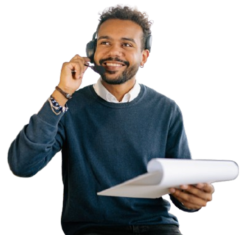 Advisor on a phone call